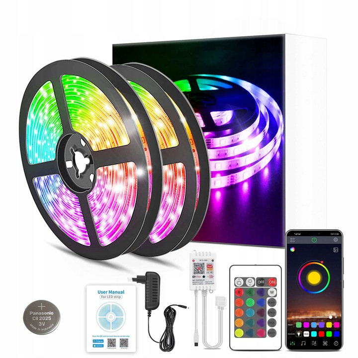 Benza LED 30M RGB 5050 WiFi, cu aplicatie mobila Tuya, 10mm, IP20