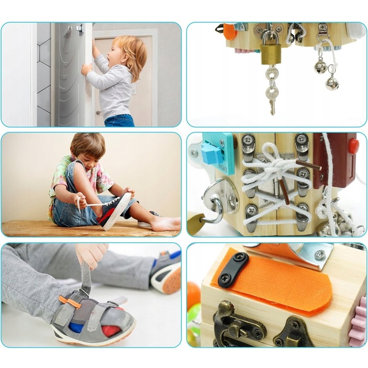 Образователен антистрес куб 15 в 1, сензорни дейности, компактни размери, многоцветен