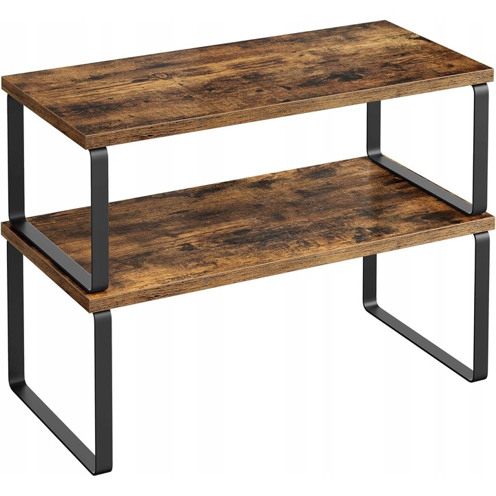 Set 2 suporturi pentru condimente, organizator bucatarie, metal si lemn