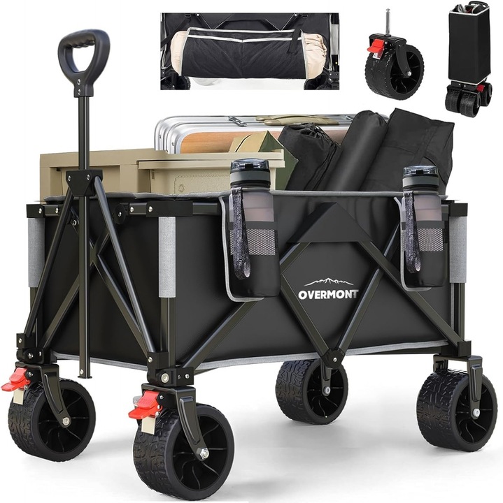 Сгъваема количка Overmont, 90x58x51см, 120кг, черна