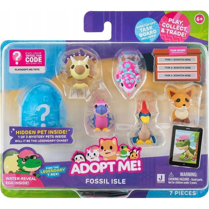 Комплект фигурки Adopt Me! Fossil Isle, 5 фигурки + изненада, многоцветен, за деца над 6 години