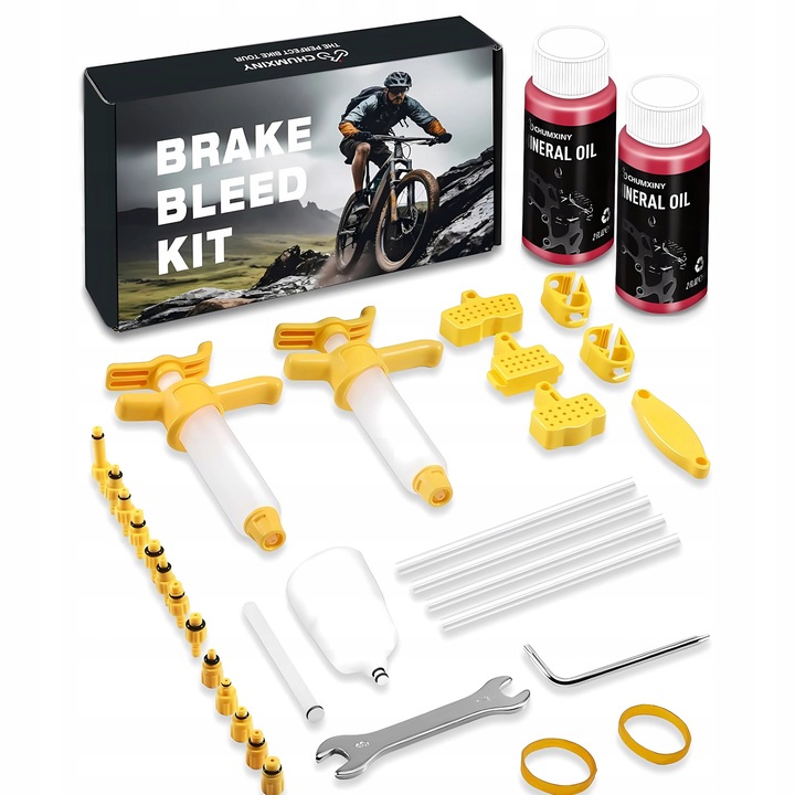 Комплект за обезвъздушаване на хидравлични спирачки, 2 бутилки минерално масло 60мл, прозрачен, 22,86x15,24x4,06см