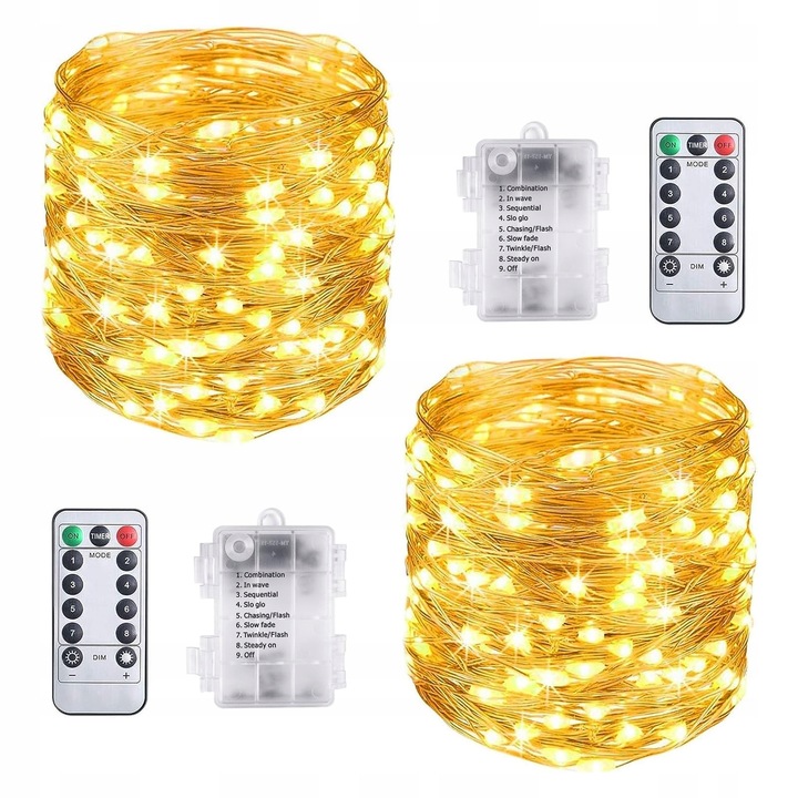 LED светещи гирлянди Vicloon, 2x10м, 100 LED, водоустойчиви, топло бяло