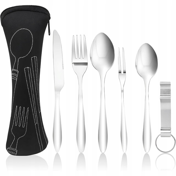 Set tacamuri din inox, 6 piese, pentru camping si supravietuire
