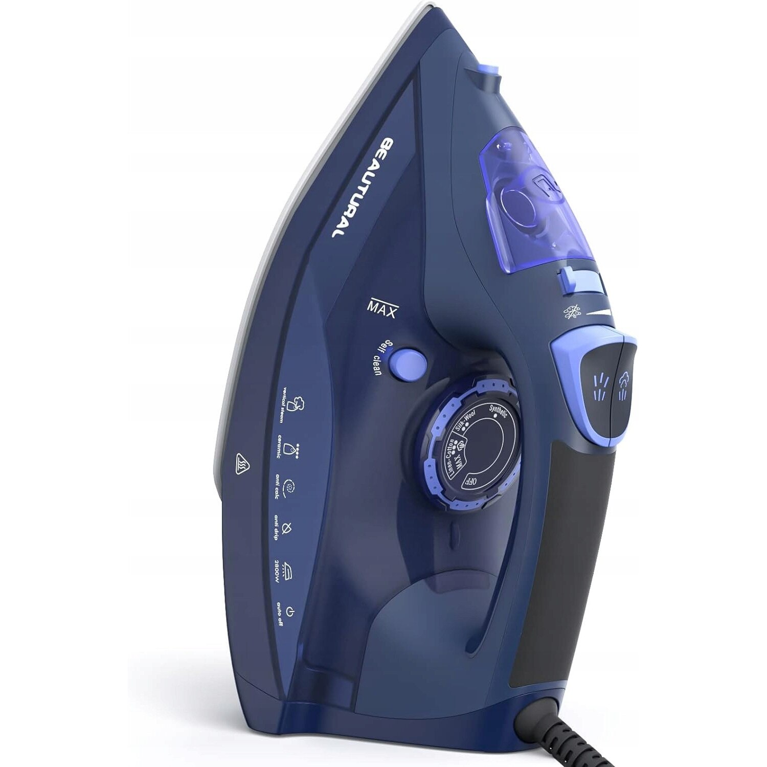 Fier de calcat cu abur Beautural, 2600 W, talpa ceramica, sistem de oprire automata, 1 bucata