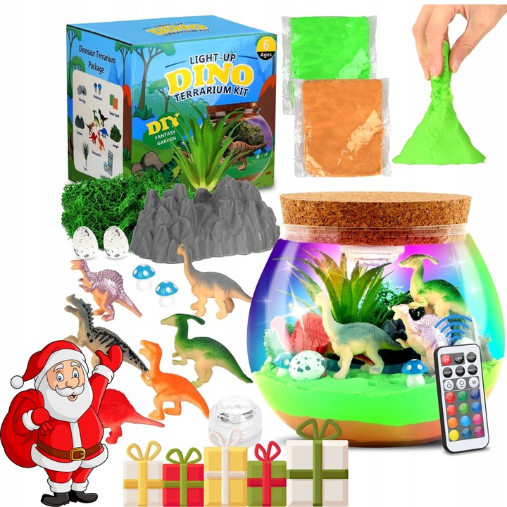 Set Jocuri Creativitate Terrarium Dinozauri, Lampa LED, 30x20cm, Withosent