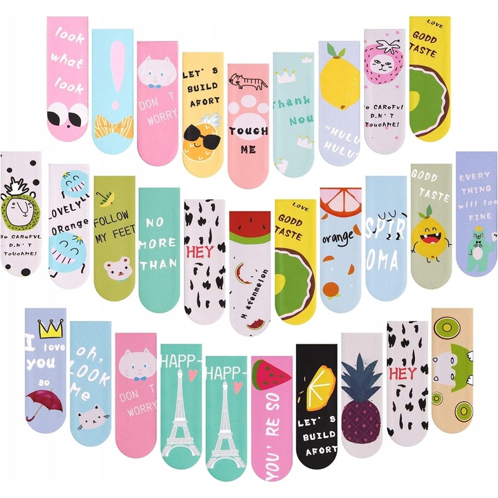 Set de 30 semne de carte magnetice, Vicloon, diverse modele, 6x2cm, rezistente la apa