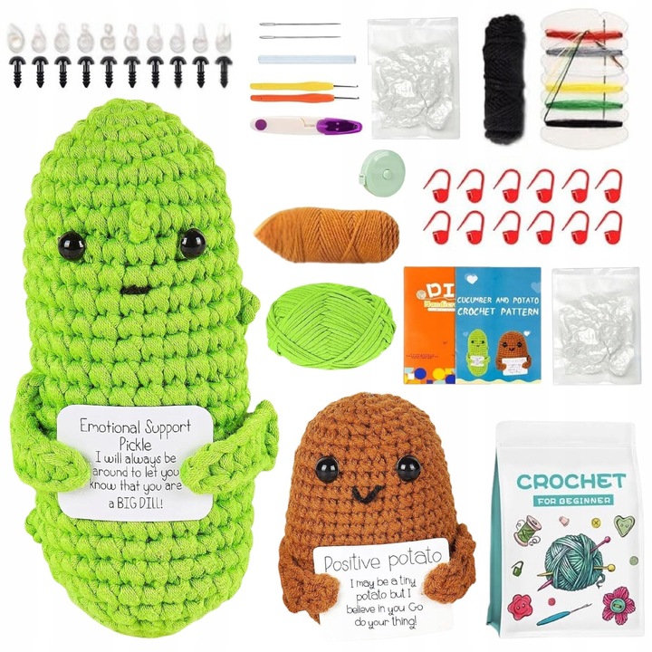 Set de crosetat pentru copii, 3 culori, accesorii incluse, instructiuni video, material premium