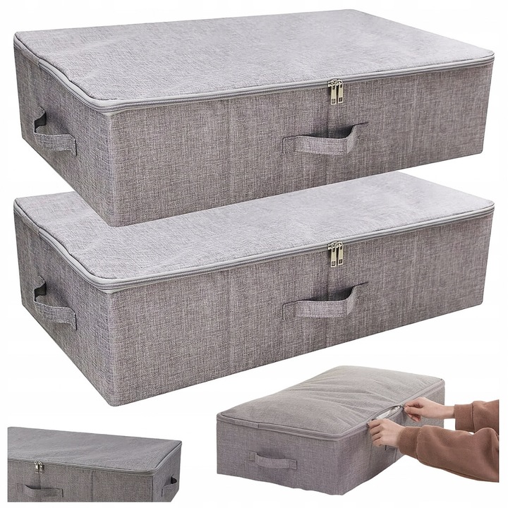 Organizator pentru depozitare sub pat, 70x40x18cm, gri inchis, set 2 bucati