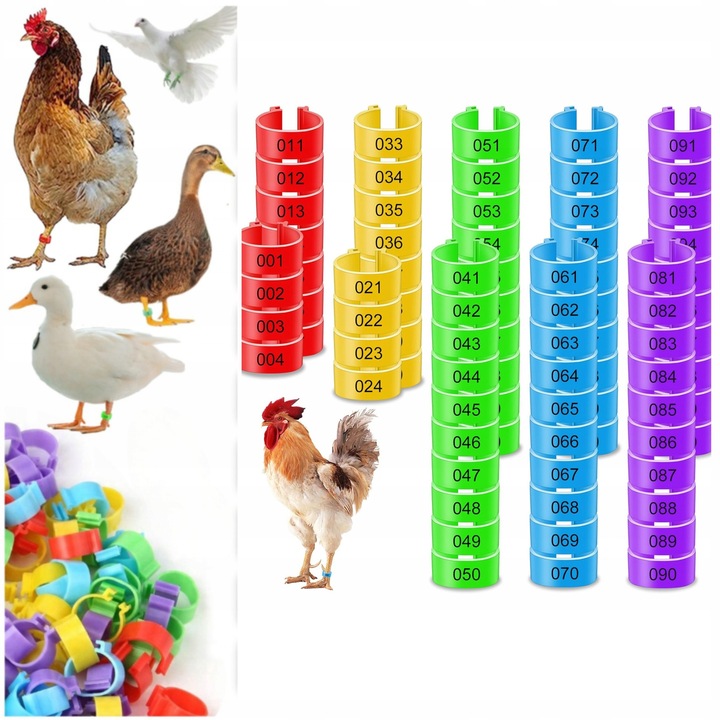 Set de marcatori pentru pasari, multicolor, 16 mm, 60 g