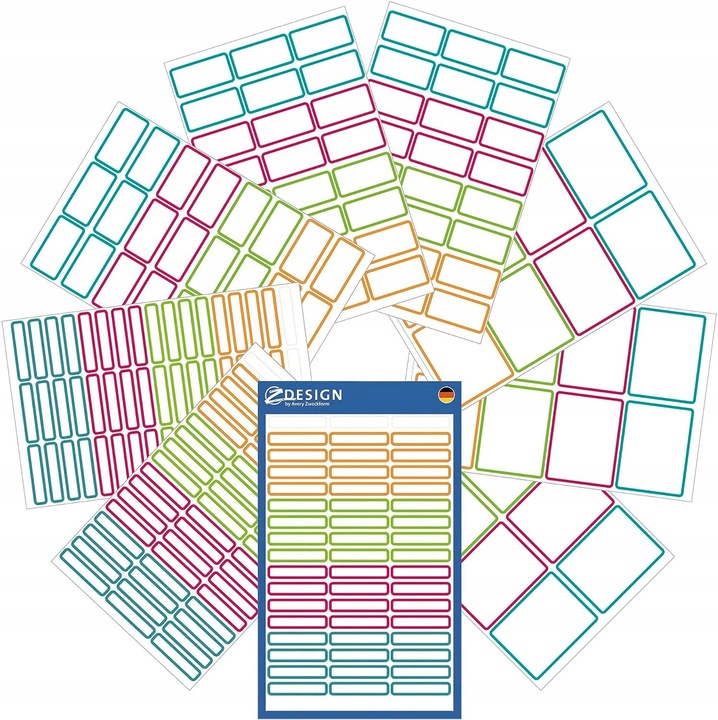 Set de 249 etichete colorate Avery Zweckform, autoadezive, pentru scoala, 9 foi