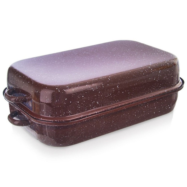 Tava de copt, Artemis, emaliata, 2x4L, 42,5x25x13,5cm, culoare bruna