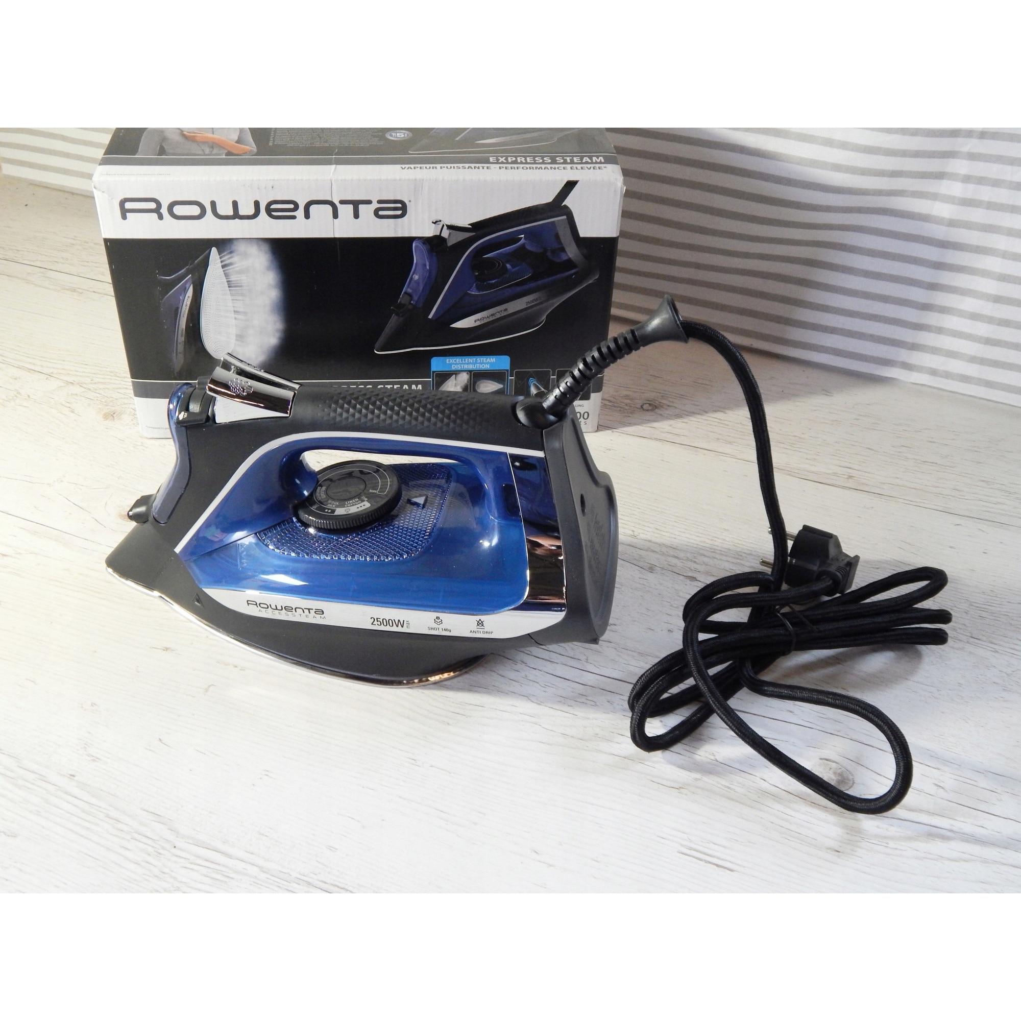 Fier de calcat Rowenta DW4301, 2500 W, abur continuu 40 g/min, abur puternic 140 g/min, otel inoxidabil, set complet