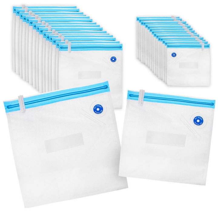 Set 30 pungi prozoniere pentru alimente, Artemis, 26x28cm si 22x21cm, transparent