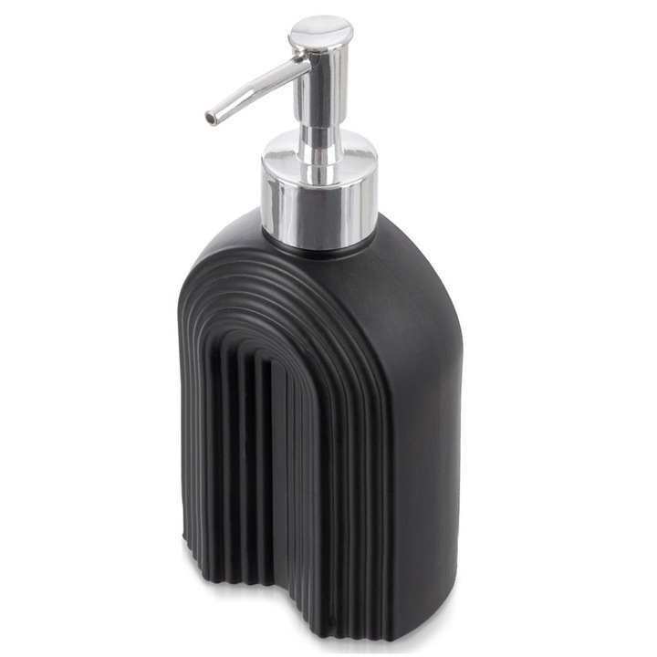 Folyékony szappanadagoló, Artemis, 320 ml, fekete üveg, méretek 8,5x6x18 cm