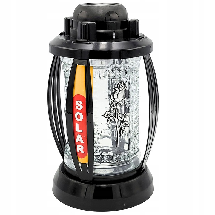 Lumanare solara, 25 cm, sticla/plastic, negru