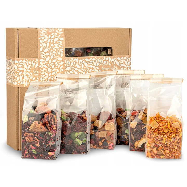 Set ceaiuri fructate, Green Touch, 6 sortimente, aroma exotica, ambalaj elegant