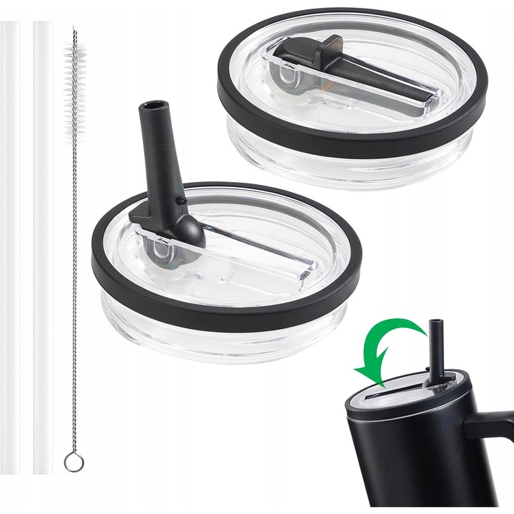 Set accesorii pentru termos, Stanley, 2 capace, 2 paie, perie de curatare, 1200 ml, material fara BPA