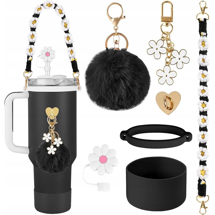 Set accesorii pentru termos, Stanley, 30 oz, silicon, metal, negru