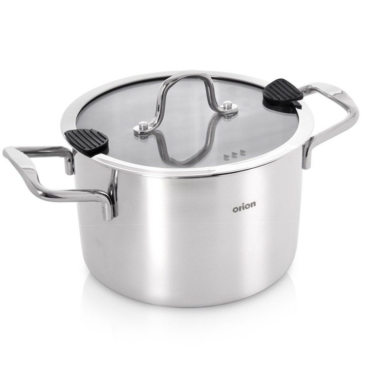 Oala Artemis Venice din inox cu capac, 18 cm, 2,3L, argintie