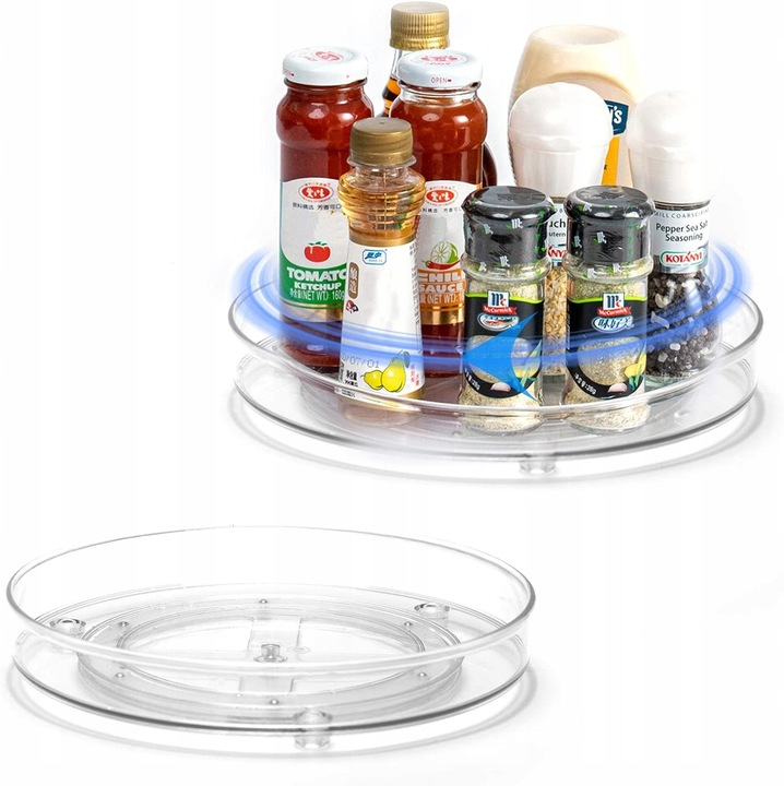Set 2x suport rotativ pentru Organizare, Transparent, 23.5x4cm, 27x5cm