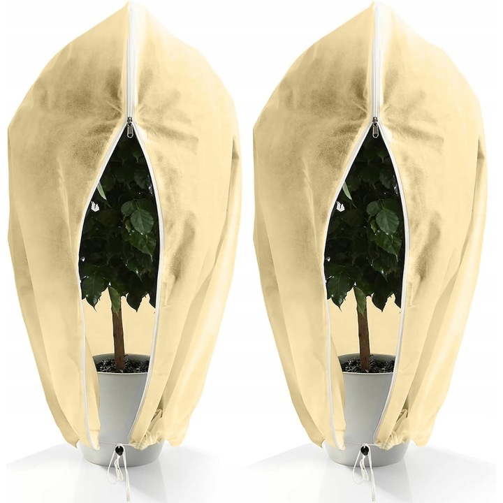 Set 2 bucati protectie plante, 80x120cm, material respirabil, impermeabil, cu fermoar, pentru iarna