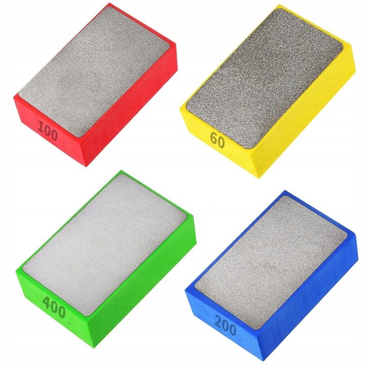 Set 4x Discuri Poliere Diamentate pentru Slefuirea Gresiei si Pietrei, 90x55x30mm, gradatii 60#, 100#, 200#, 400#