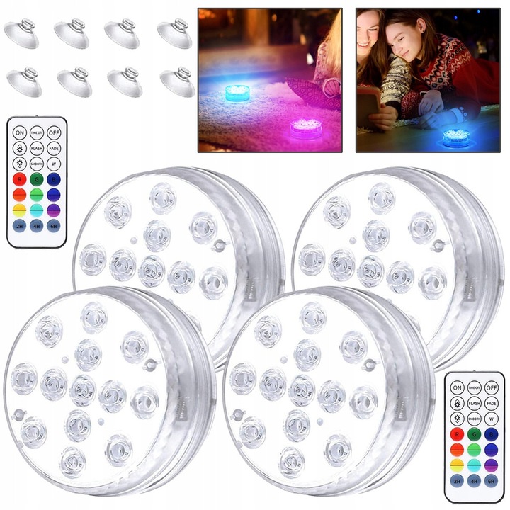 Set 4 lumini subacvatice pentru piscina, Alb