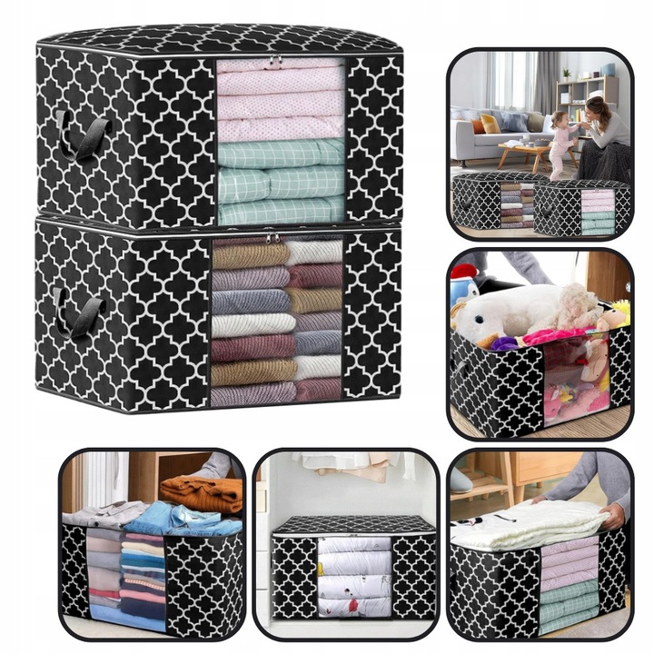 Set 2 organizatoare haine, Negru, 102L