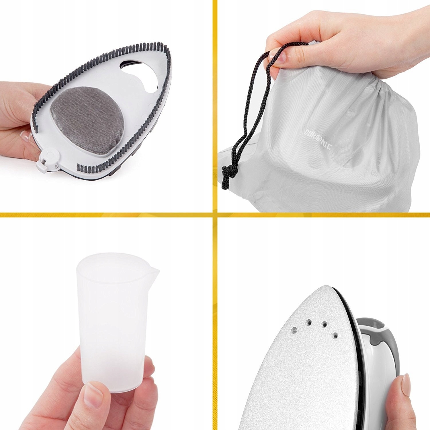 Fier de calcat Duronic SI2, 375 W, compact, 13,5x7,8cm, cu abur, set cu accesorii