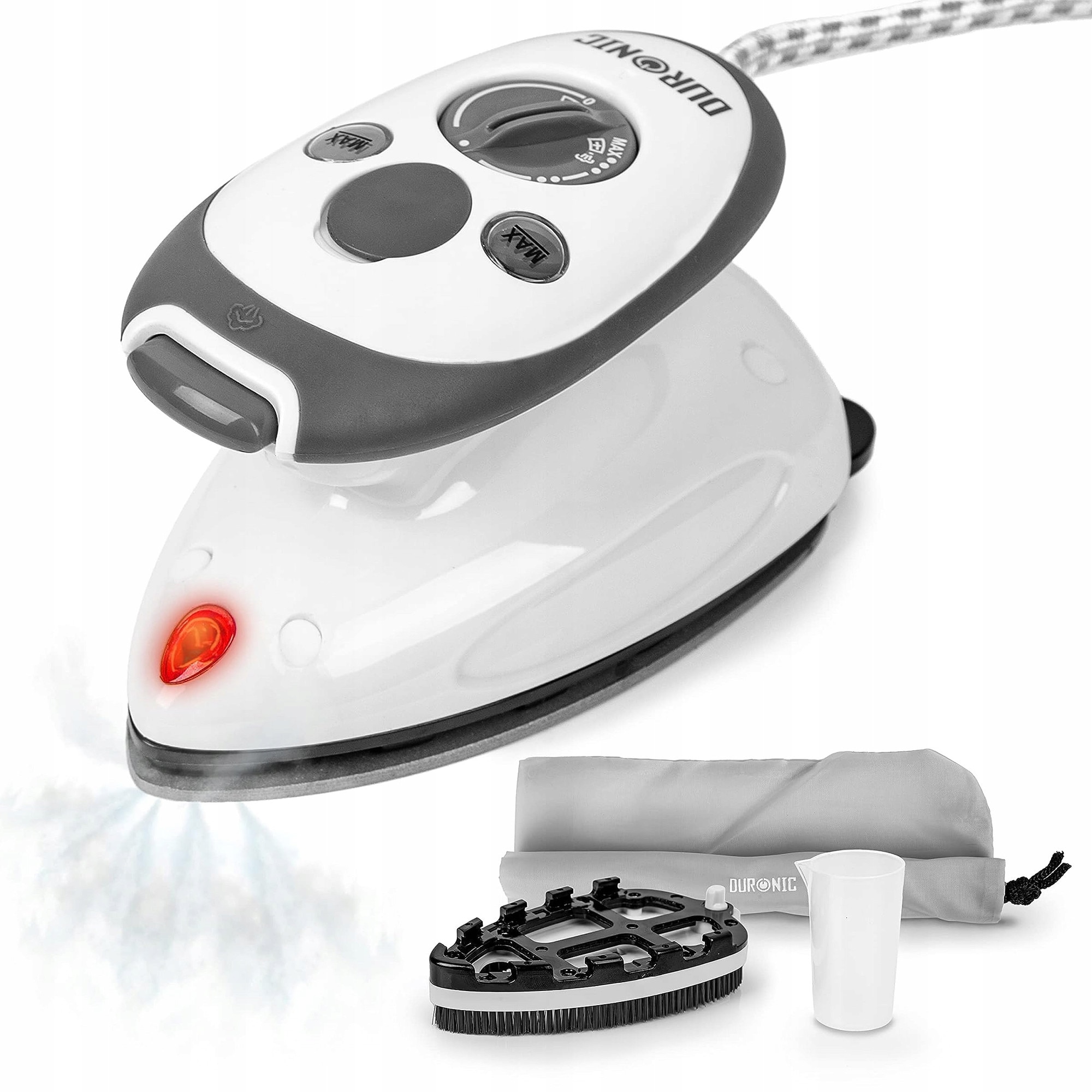Fier de calcat Duronic SI2, 375 W, compact, 13,5x7,8cm, cu abur, set cu accesorii