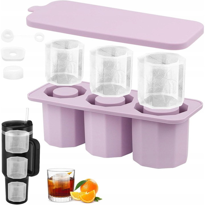 Stanley jégkockaformák, 3 forma, szilikon, légmentesen záródó fedél, hengeres kialakítás