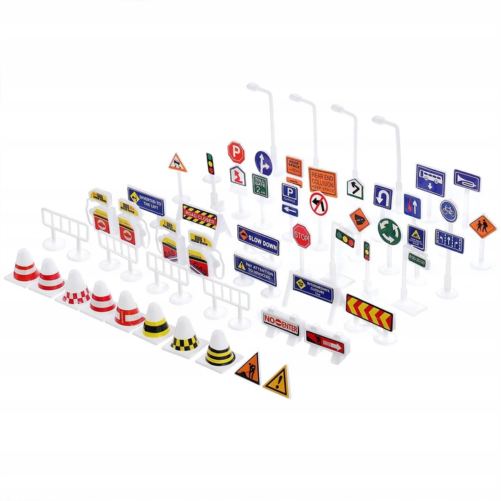 Oktató készlet 56 közúti jelzés gyerekeknek, többszínű, 15x9.5x2.3cm