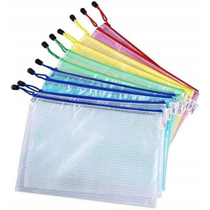 Set 10 mape A4 cu fermoar, Vicloon, multicolor, 33x23cm