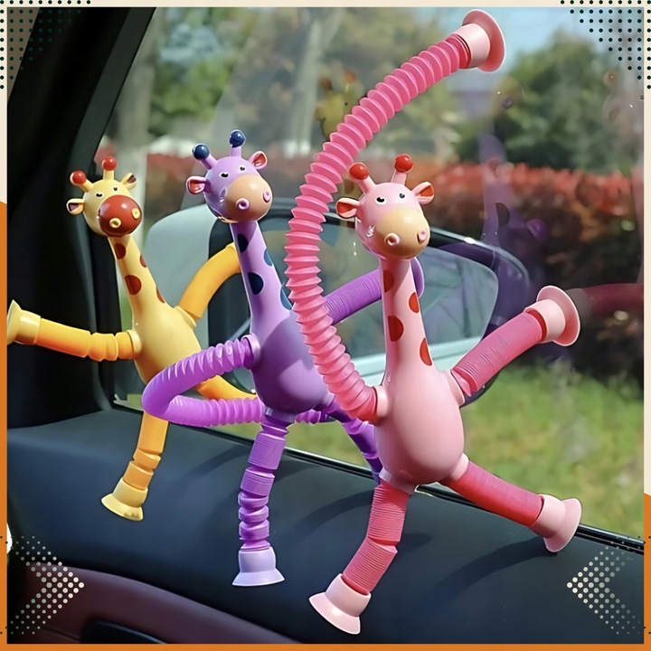 Комплект 4 интерактивни антистрес играчки, Ziraffe XL, многоцветни, 30x5см