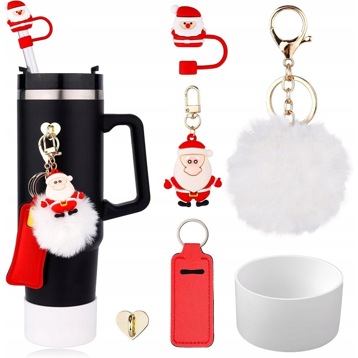 Set de accesorii pentru cani Stanley, 30 oz si 40 oz, design festiv, materiale premium