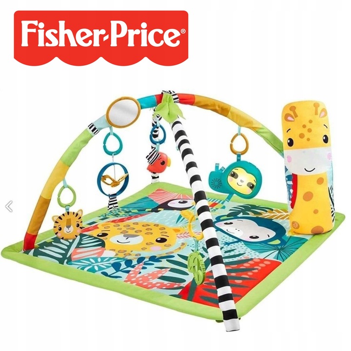 Centrul de activitati Fisher-Price, mata senzoriala 3 in 1, 6 jucarii incluse, multicolor, pentru bebelusi