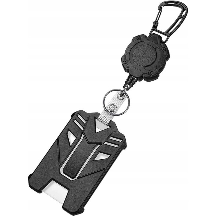 Breloc pentru identificator cu linie retractabila 80cm, heavy duty, negru, set 1 buc.