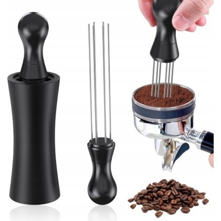 Mieszadlo pentru espresso, 6 ace, negru, 12x3.5cm