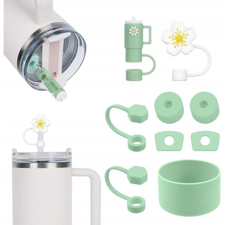 Комплект аксесоари за чаша Stanley, 9 части, хранителен силикон, 360 водоустойчивост, универсална съвместимост