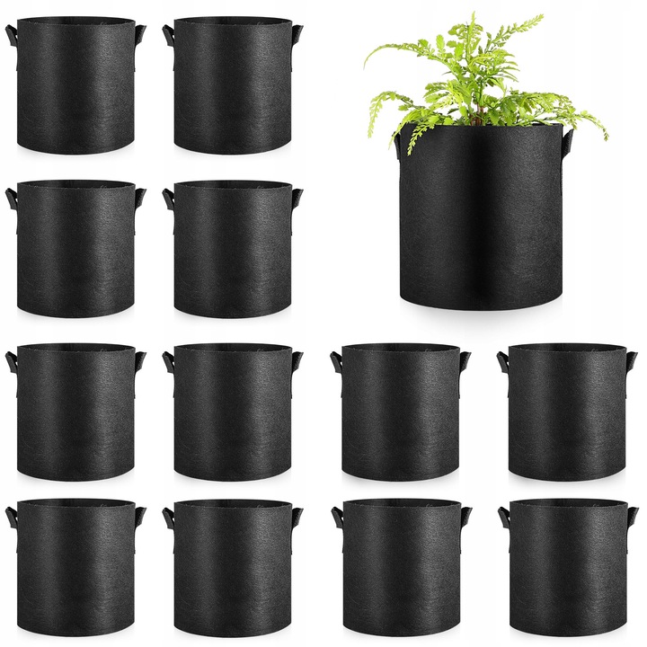 Ghiveci vertical din filc, 7 buzunare, set de 2, pentru plante, 100x30cm