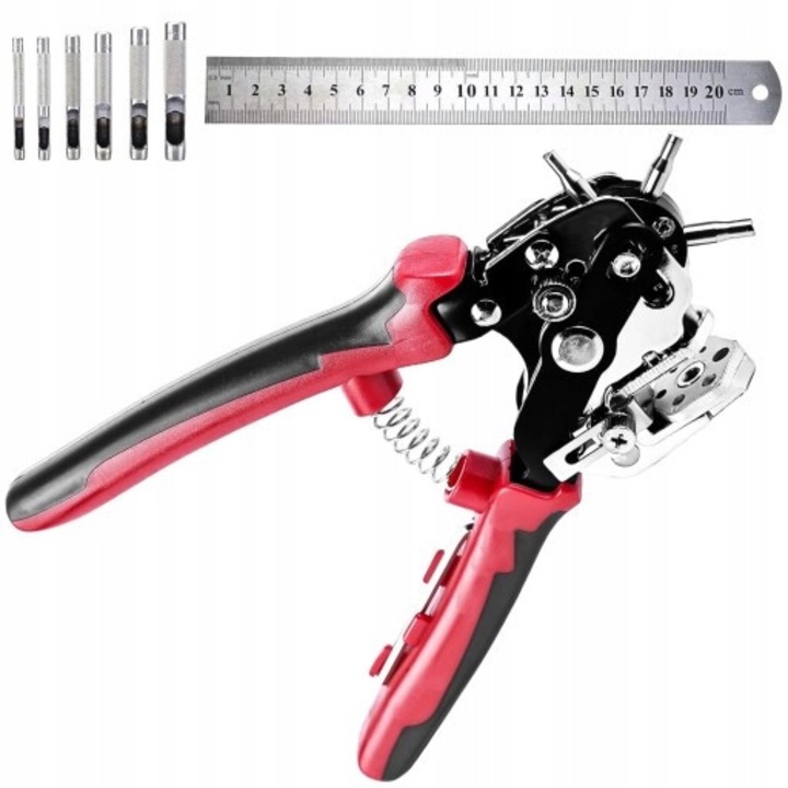 Клещи за перфориране на кожа, 2-4.5 мм, червено + черно, 23х12 см