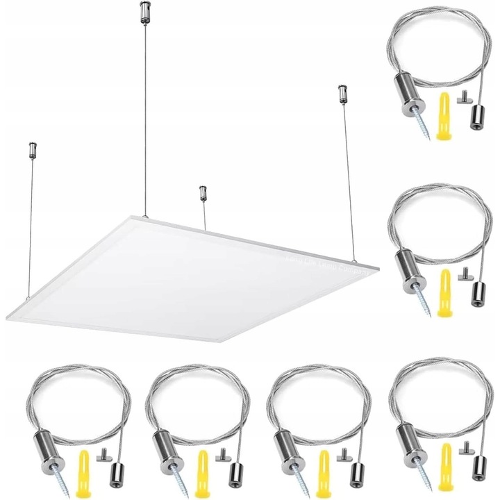 Set 6x cabluri Regulate din Otel pentru Montaj Corpuri de Iluminat, Capacitate 5kg, Dimensiuni Universale