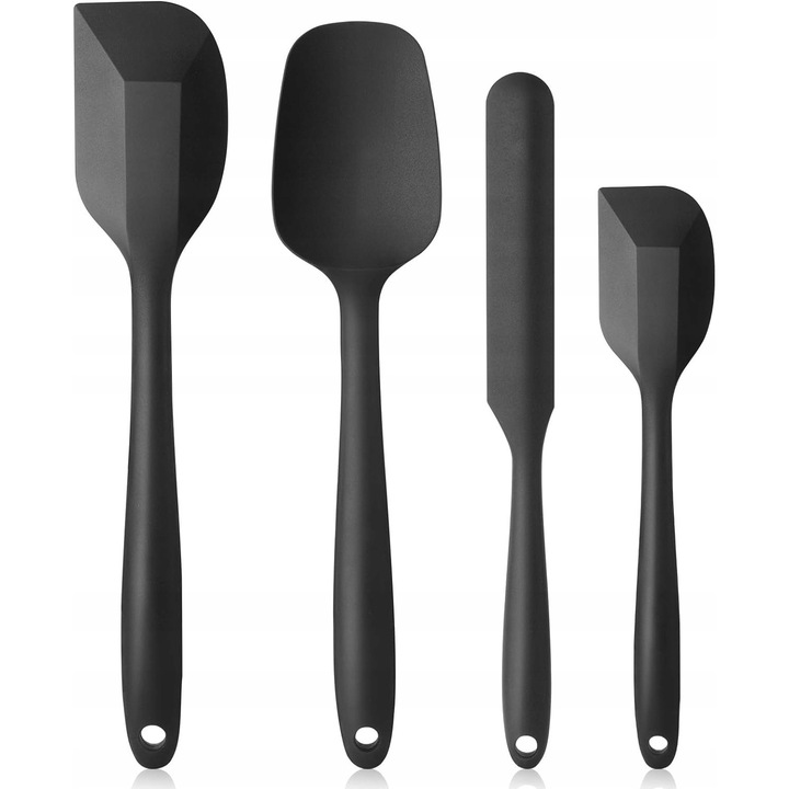 Set 4 spatule din silicon, accesorii bucatarie, rezistente la caldura, ergonomice, multicolor