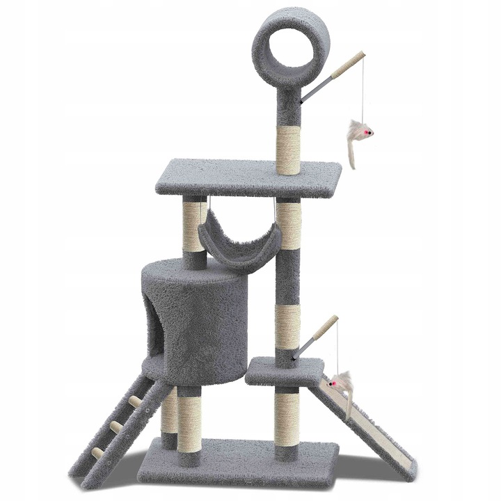 Drapak pentru pisici Vounot, XXL, gri, 6 pni, 2 platforme, 1 hamac