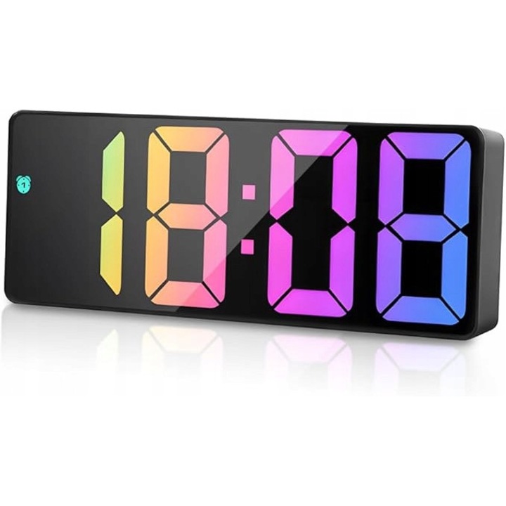 Ceas decorativ LED 6,5", 3 alarme, negru