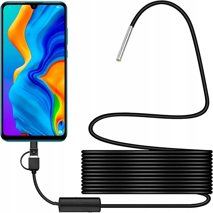 Camera endoscopica RETOO, 5m, 3,9mm, 70° unghi de vedere, LED, USB, waterproof