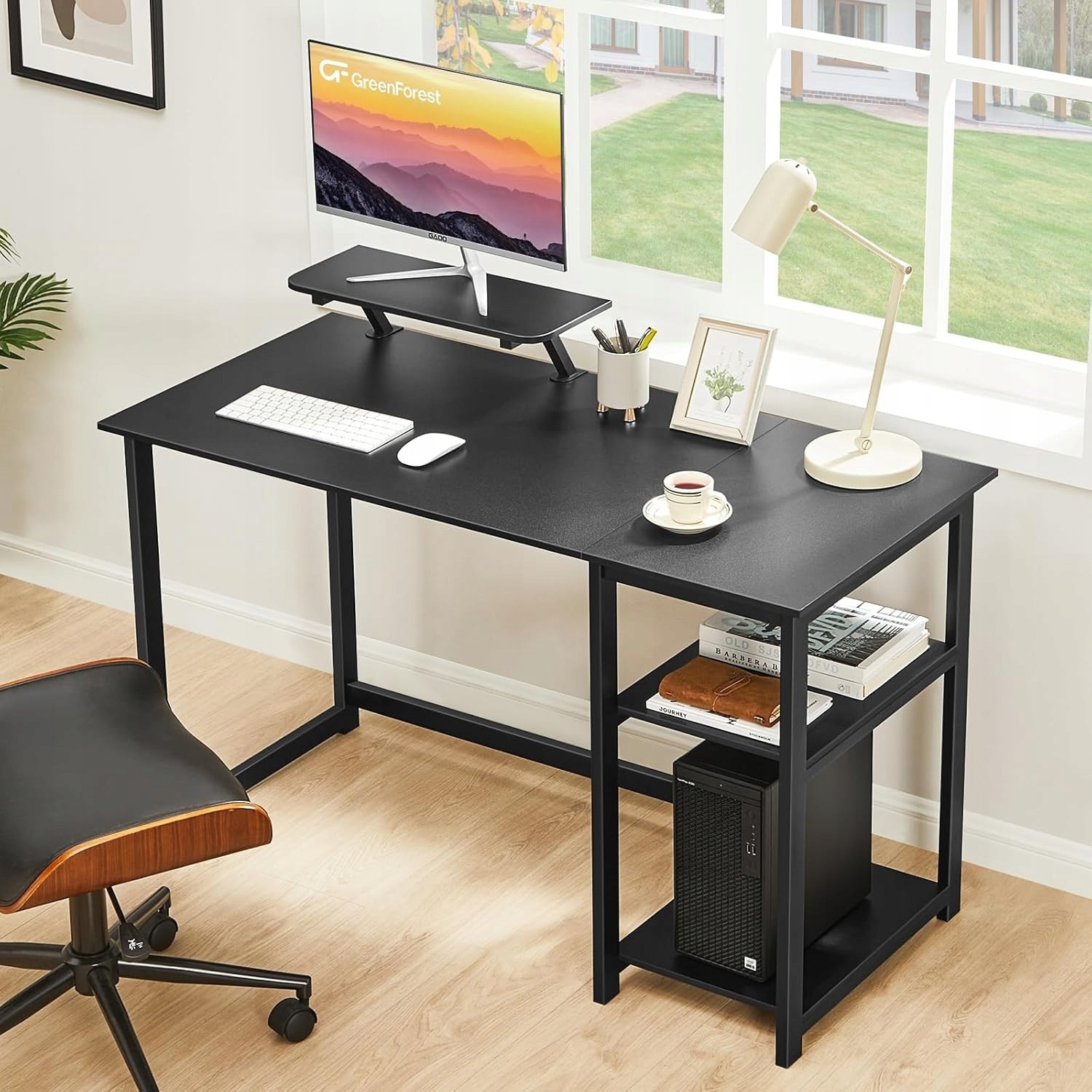 Birou Computer Birou computer, 120cm, cu suport monitor ergonomic, structura metalica ...