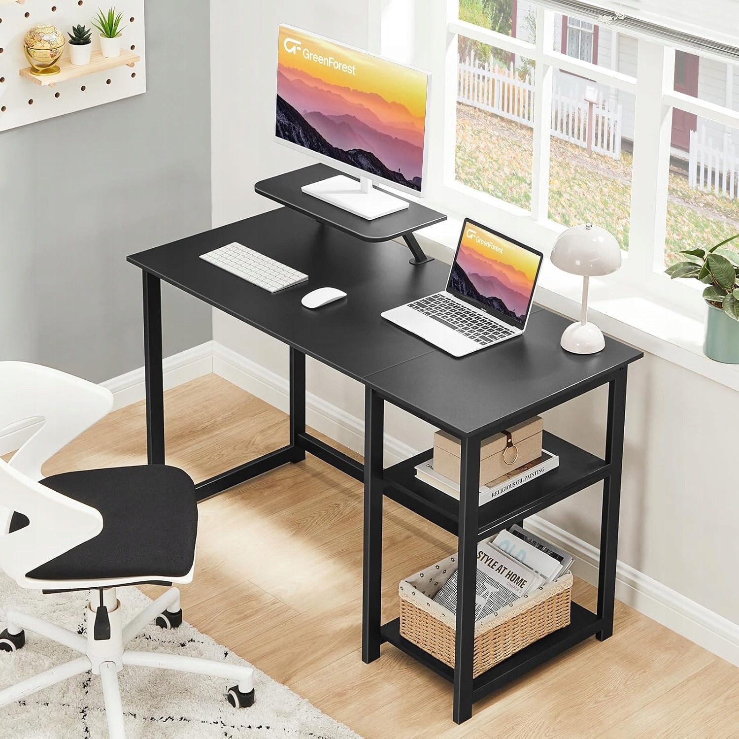 Birou Computer Birou computer, 120cm, cu suport monitor ergonomic, structura metalica ...