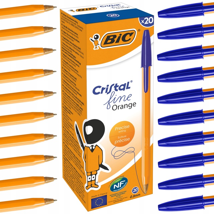 Pixuri Bic, set 20 bucati, albastru, plastic